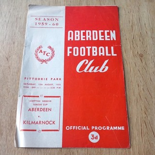 1959/60 Aberdeen Res vs Kilmarnock Res Scottish Reserve League Cup FREE P&P