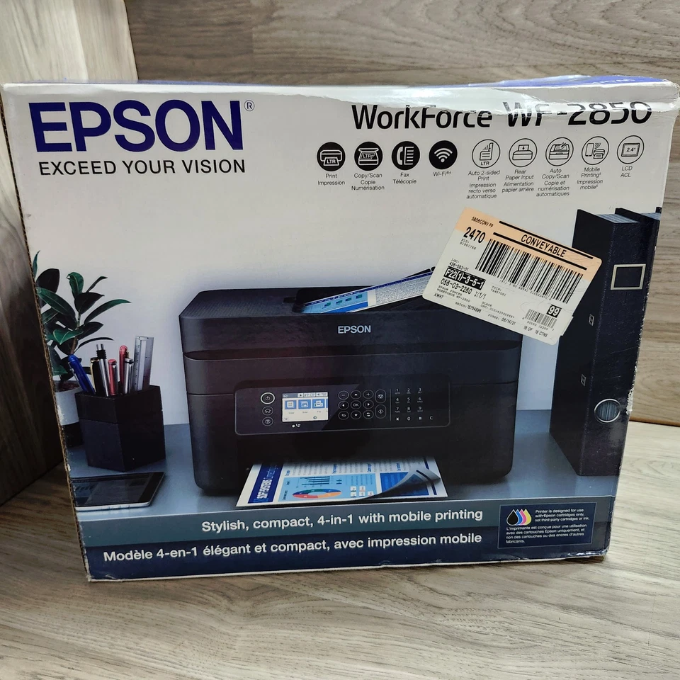 Epson WorkForce WF-2850 Wireless All-In-One Inkjet Printer Black 2850 NEW - Image 3 of 4