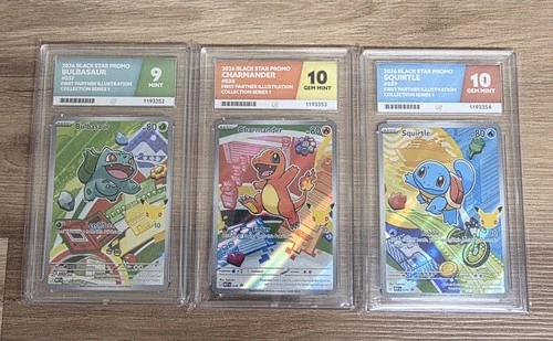 First Parter kanto Starters Gen 1  ACE Graded 9,10,10.