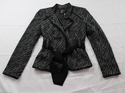 Sandro Sportswear Women's Zebra Print Belted Jacket JK5 Black/Gray Small