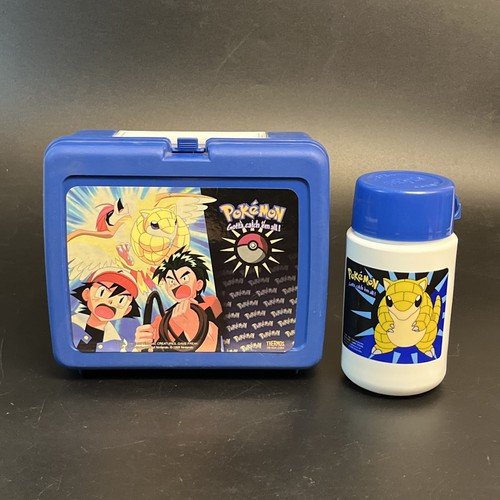 Vtg 1999 Pokémon Sandshrew Lunch Box Thermos Set Plastic Gatta Catch Em All!