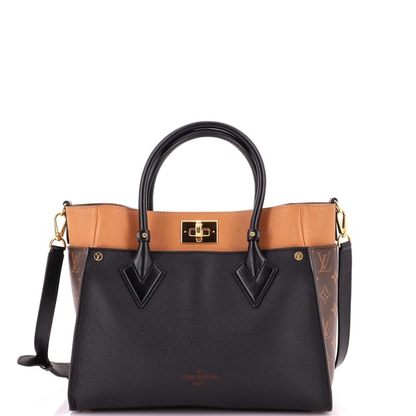 Louis Vuitton On My Side Tote Leather with Monogram Canvas MM
