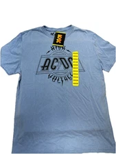 AC/DC High Voltage Men's Soft  Light Blue Band Logo T-Shirt size Medium NWT