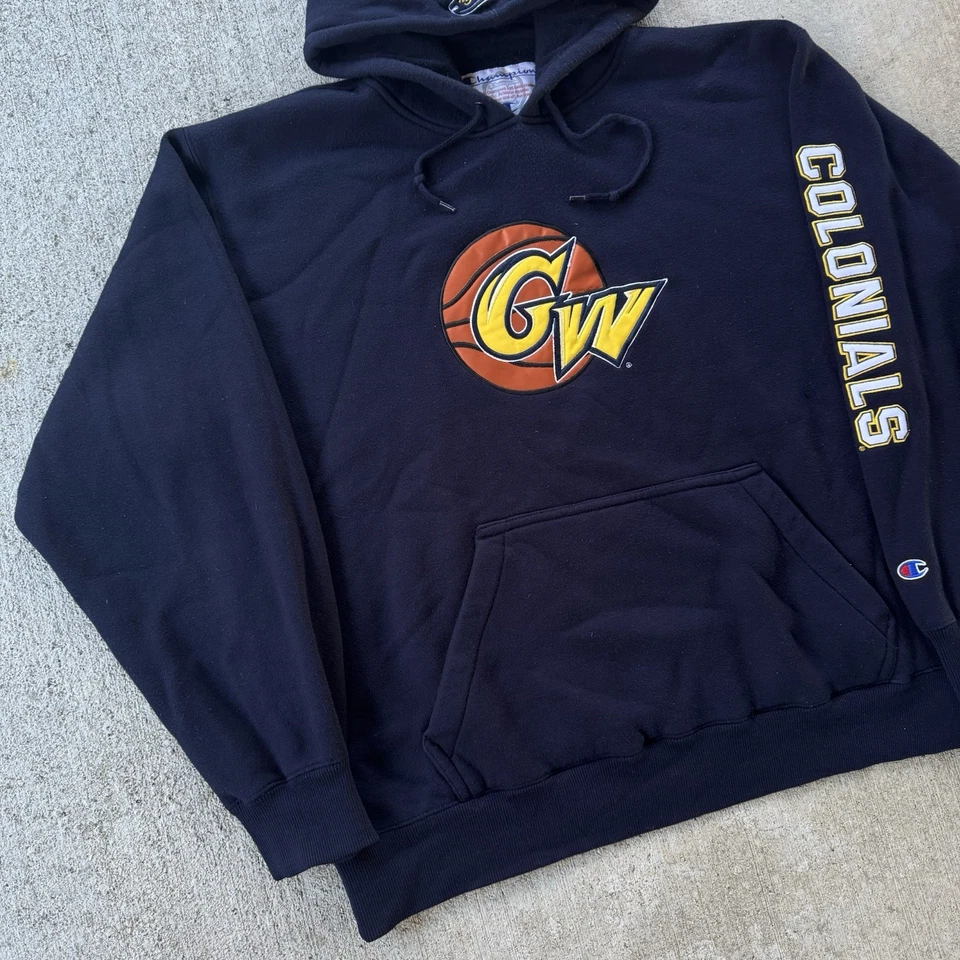 Vintage Champion George Washington University Basketball Embroidered Hoodie XL - Image 3 of 4
