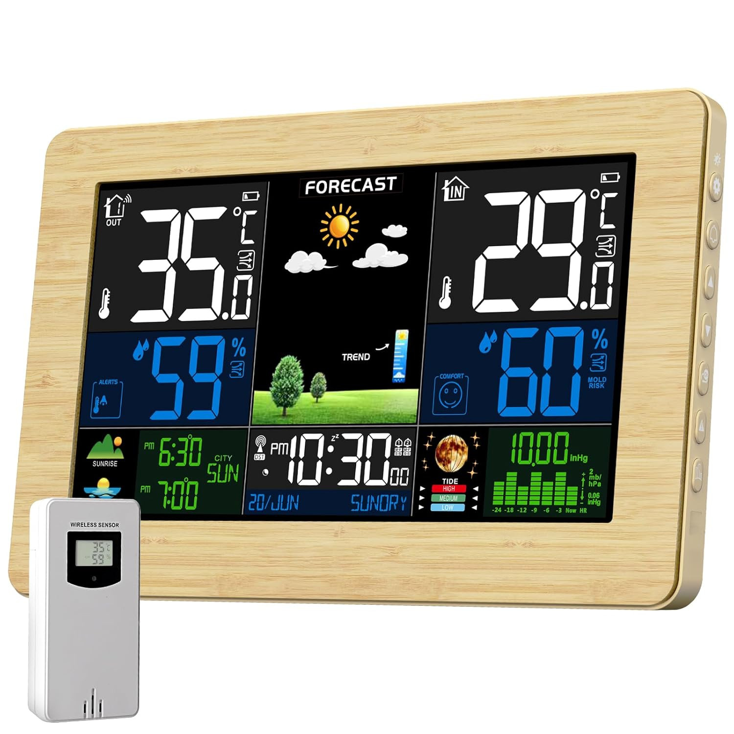 Stazione Meteorologica da Casa con Sensore Esterno e Allarme Muffa LCD