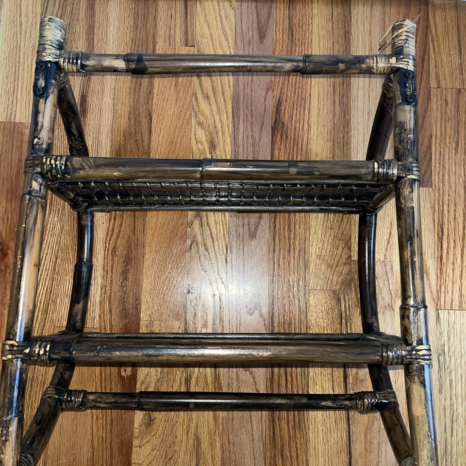 MCM Burnt Bamboo tortoise 2-tier Wall Shelf Towel Bar 20”X16” READ - Image 3 of 4