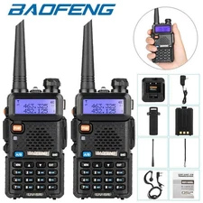 2 x BAOFENG UV-5R 2-Way VHF/UHF 144-148/420-450Mhz Radio Dual Band Walkie Talkie