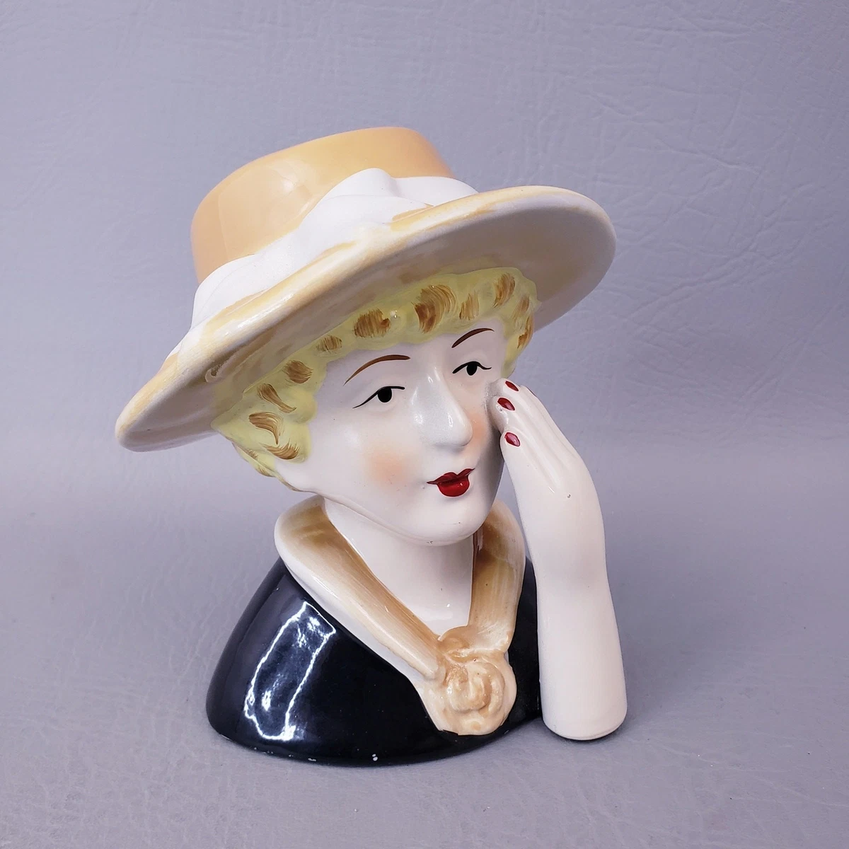 ジャンク　ビンテージ　レアカラー陶器 置物 セラミックアーツ　50s 当時物 Yellow Ceramic Collectible 1950-1959 Time Period Manufactured