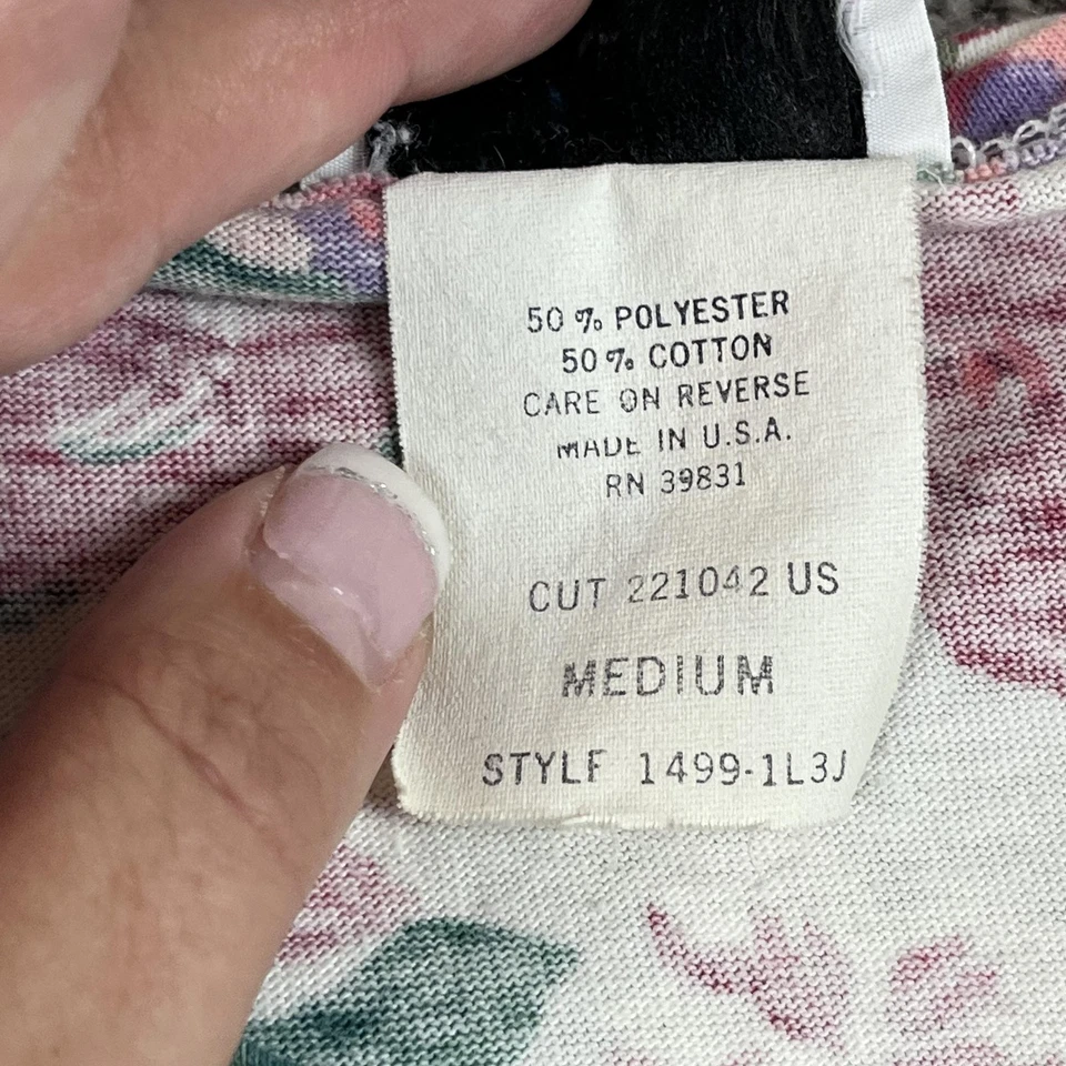 Romper Feminino Vintage YOU BABES Médio Anos 80 Anos 90 Floral Bolsos Sem Mangas Feito nos EUA - Imagem 4 de 4