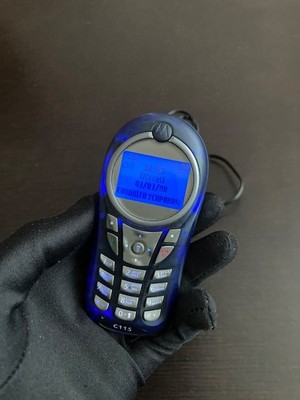 FINE rare Motorola C115 2004 semi-transparent blue cellular phone (unlocked) +DC