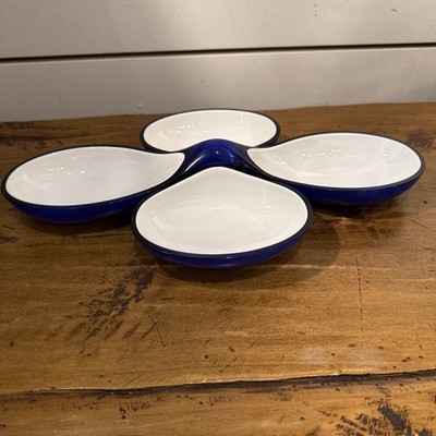 Vintage Guzzini Italy Acrylic Interlocking Cobalt/White Appetizer Tray