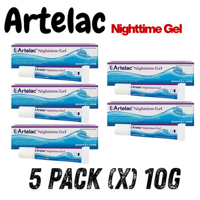 5 x 10g Artelac Nightime Gel Eye Lube Prevents Dryness Moisturizing Protective