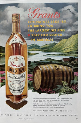 1950s Grants Blended Scotch Whiskey Stand Fast Nature 8 Year Old VTG Print Ad