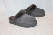 UGG DISQUETTE SUEDE SHEARLING WOMEN'S SLIPPERS WOMEN'S 9 GRAY NEW
