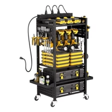 VEVOR 5-tier Tool Organizer Cart with Charging Station,8 AC Outlet,Floor Stand R