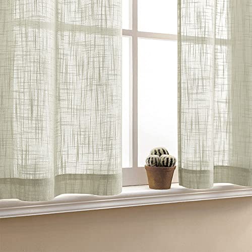 Linen Kitchen Curtains 36 inch Length for Half Window Neutral Casual Faux - Picture 6 of 6