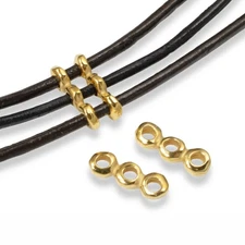 4 Gold Nugget 3 Hole Bars 5mm, TierraCast Spacers for Multi-Strand Jewelry