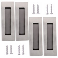 4 Pack Recessed Door Pull Handles with 8 Screws, 6 Inch Rectangular Flat Slid...
