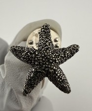 Silver Tone Textured Starfish Lapel Pin