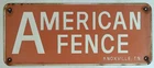 American Fence Company Porcelain Fence Sign Knoxville TN Tennessee Vintage Z