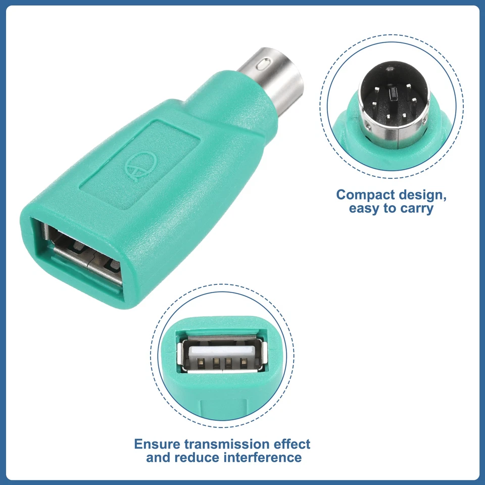 4 Pcs PS/2 to USB Port, PS/2 to USB Adapter PS/2 Female to USB Male, Green — 第 3/4 张图片