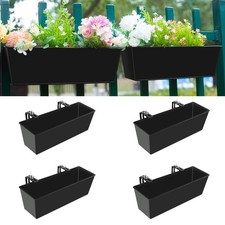 Railing Planter for Outdoor Plants 16 Inch Metal Rectangular Window Boxes wit...