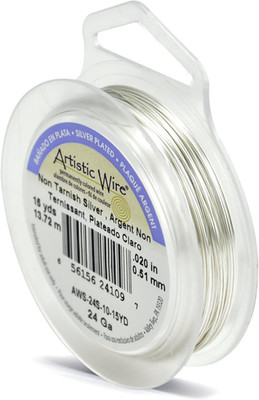 , 24 Gauge Silver Plated Tarnish Resistant Colored Copper Craft Wire, Tarnish Re