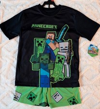 Minecraft Boys New Lightweight Pajama Shirt  Short set size 8
