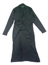 Attitudes by Renee Women's Black Petite Como Jersey Cross Front Dress Size MP