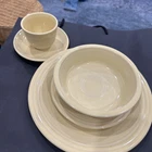 Fiestaware Fiesta Linen/ivory 5 Piece Place Setting Plates Cup EUC