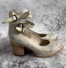 Freebird By Steven Randi Ivory Leather Heels Shoes Strappy Size US 8