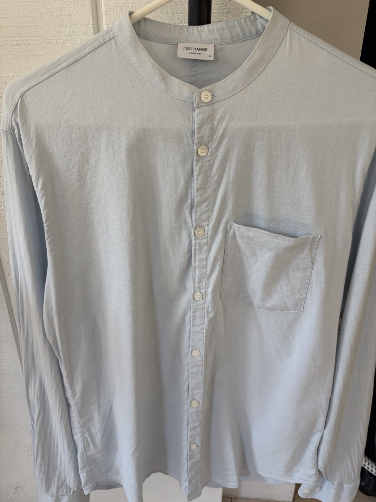 LESTRANGE Small Light Blue Collarless Button Up S… - image 1