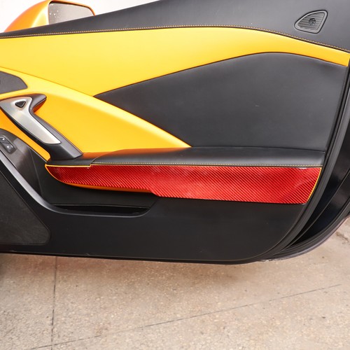 Red Carbon Fiber Door Armrest Side Panel Trim Stickers For Corvette C7 2014-2019 - Picture 5 of 12