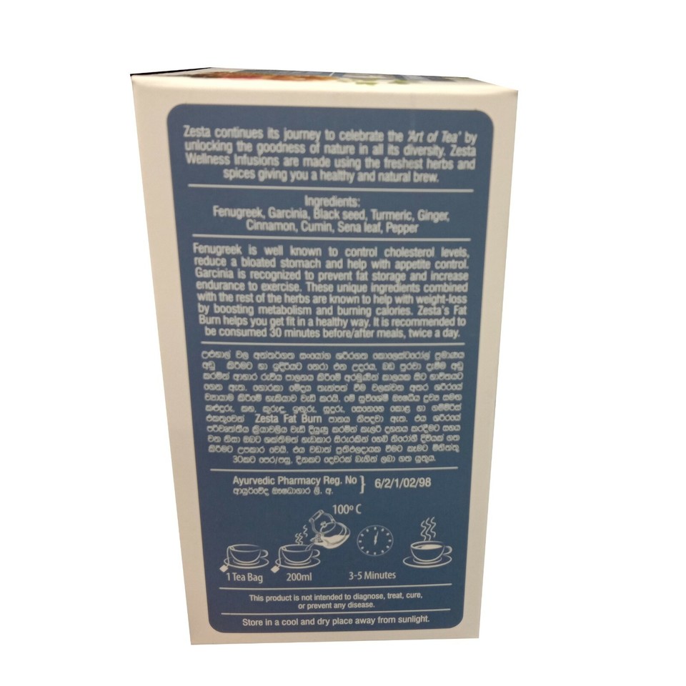 Zesta Fat Burn Herbal Infusion Tea Bags 20 40g with Pure Natural