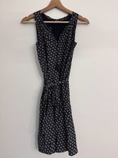 Madewell Size XS Silk Ville Coin Dress Belted Blue Ruffle Neckline F0150