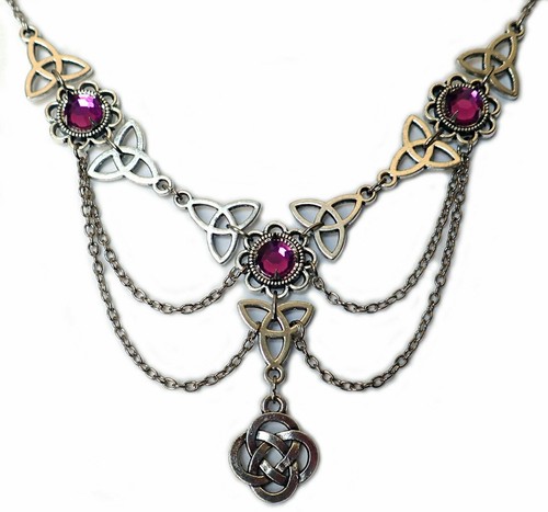 Celtic Triquetra Trinity Knot Renaissance Irish Choker Necklace Bridal Jewelry - Picture 17 of 19