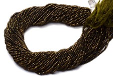 Natural Gemstone Golden Pyrite Micro Faceted 2.5MM Round Beads 13" Strand