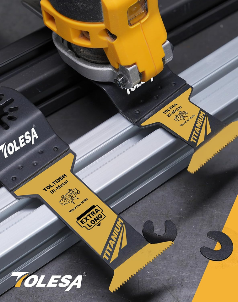 TOLESA 16Pcs ExtraLong Titanium Oscillating Tool Blades, Oscillating