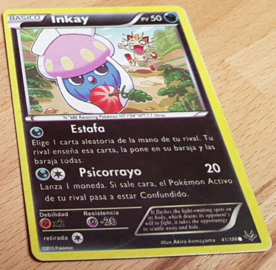 Pokemon Karte: Inkay - Nr. 41/108 - Estafa - Psicorrayo - Basico- spanisch