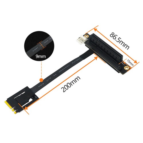 270 degree M.2(NGFF) Dual Key A-E To PCI-E 8X Adapter cable - Picture 6 of 7