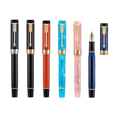 Jinhao 100 Mini Fountain Pen EF/F/M/Bent Nib,  Acrylic & Nobel Clip Gift Pen