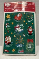 Hallmark Christmas Reward Stickers 8 Sheets Santa Star Tree Wreath Bear Cane NOS