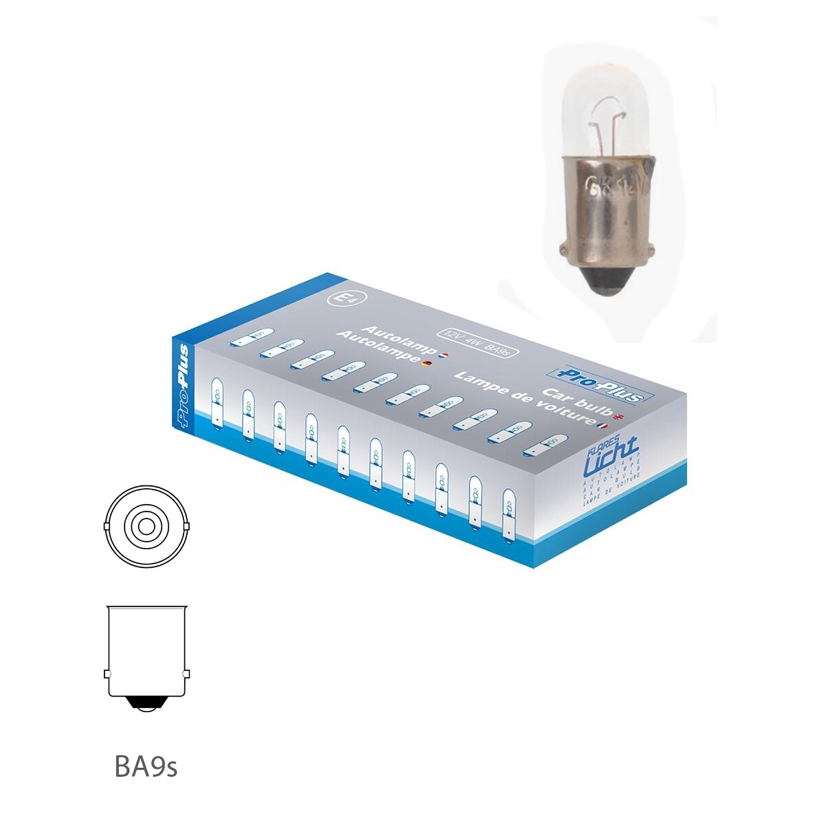 10x T4W BA9s Standlicht Lampen - 12V 4W Auto Innenraumbeleuchtung