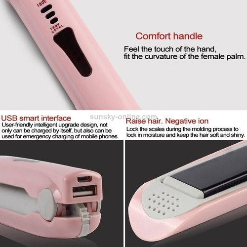 Mini plancha de pelo recargable por USB inalámbrico Rizador de pelo Férula - Bild 6 von 8