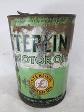 Vintage Sterling Motor Oil empty metal 5 qt. can