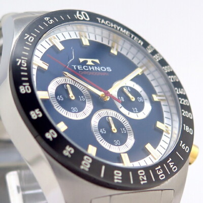 TECHNOS CHRONOGRAPH 腕時計 ネイビー Technos Chronograph Watch Quartz 42mm Men's Navy Dial Swiss