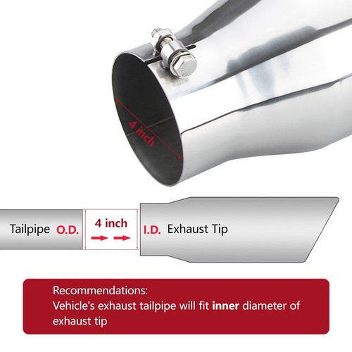 4" Inlet 6" Outlet 12 inch Long Truck Diesel Bolt On Exhaust Tip Stainless Steel - Bild 4 von 11