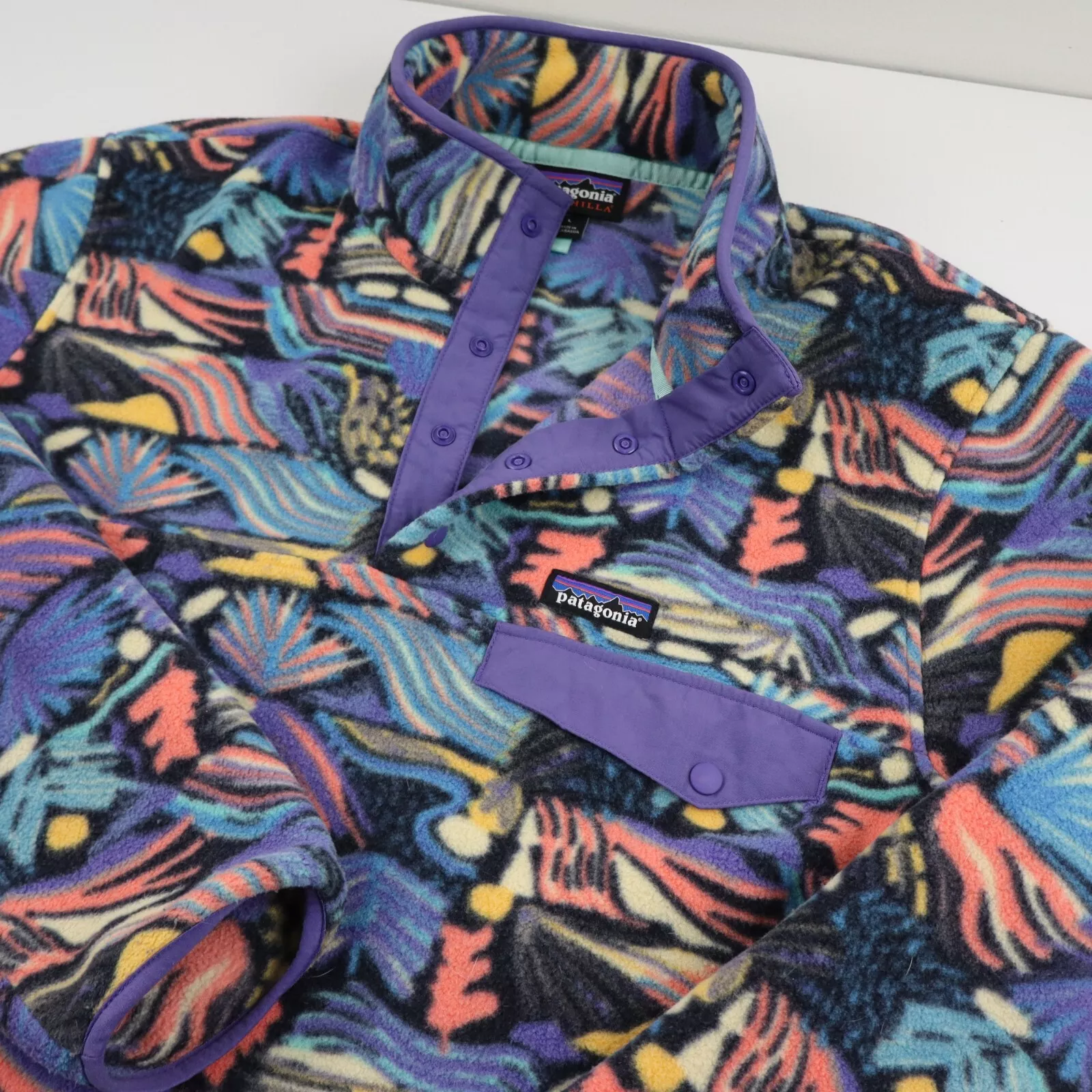 patagonia aztec joy pitch synchilla snap-t fleece pullover jacket