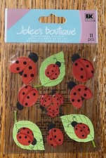 Jolees Cute Lady Bugs Red Black Ladybugs Leaves Spring Time Scrapbook Stickers