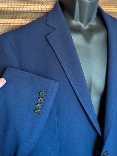 EUC Vintage 90s RALPH LAUREN Men 44R Navy Blue Seersucker 2 Button Blazer Jacket - Picture 3 of 24